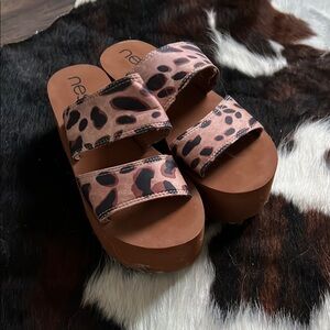 Leopard Print Platform Sandals